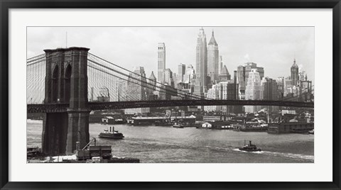 Framed Lower Manhattan &amp; the Brooklyn Bridge, 1937 Print