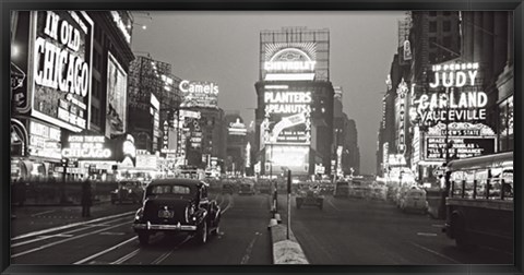 Framed Times Square at Night, NYC 1938 Print