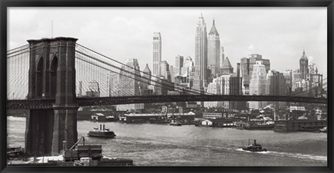 Framed Lower Manhattan &amp; the Brooklyn Bridge, 1937 Print