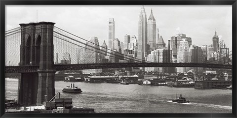 Framed Lower Manhattan &amp; the Brooklyn Bridge, 1937 Print