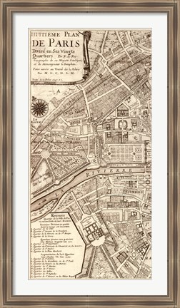 Framed Plan de la Ville de Paris, 1715 (L) Print