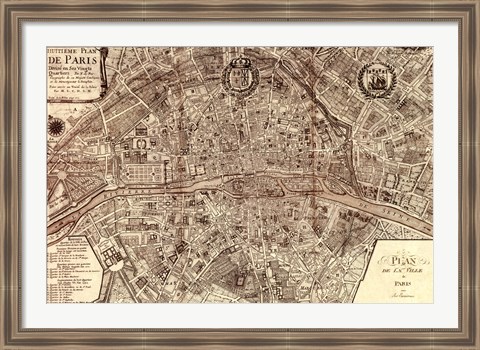 Framed Plan de la Ville de Paris, 1715 Print