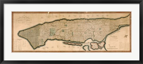 Framed New York and the Island of Manhattan, 1812 Print