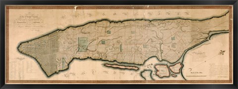 Framed New York and the Island of Manhattan, 1811 Print