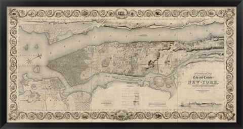 Framed City and Country of New York, 1836 Print