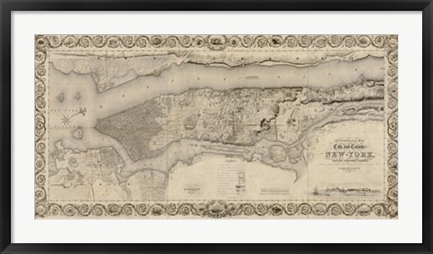 Framed City and Country of New York, 1836 Print