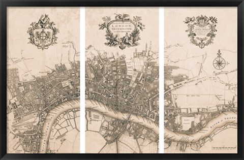 Framed Plan of the City of London, 1720 Print