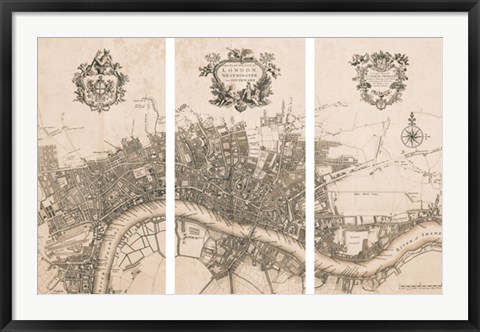 Framed Plan of the City of London, 1720 Print