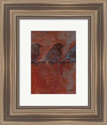 Framed Row of Sparrows II Print