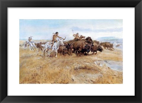 Framed Buffalo Hunt Print