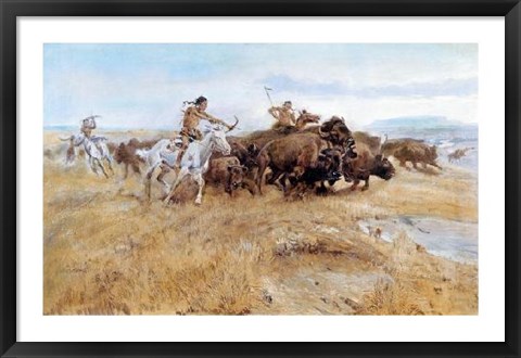 Framed Buffalo Hunt Print