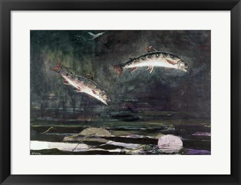 Framed Leaping Trout Print