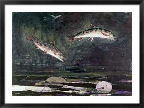 Framed Leaping Trout Print