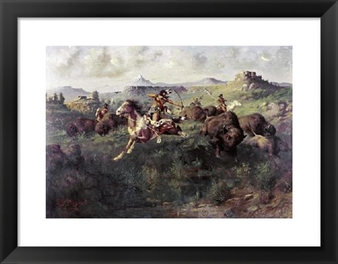 Framed Buffalo Hunt Print