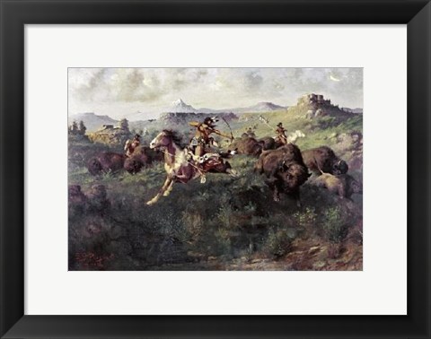 Framed Buffalo Hunt Print