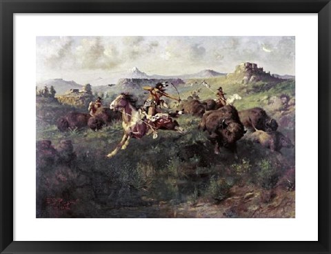 Framed Buffalo Hunt Print