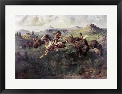 Framed Buffalo Hunt Print