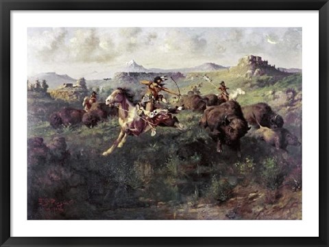 Framed Buffalo Hunt Print