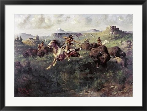 Framed Buffalo Hunt Print