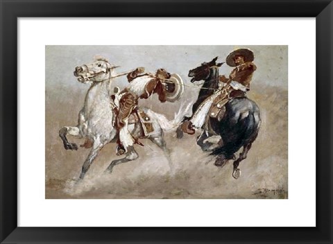 Framed Cowboy Fun In Old Mexico Print