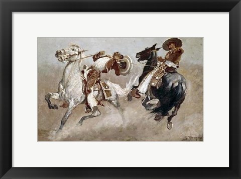 Framed Cowboy Fun In Old Mexico Print