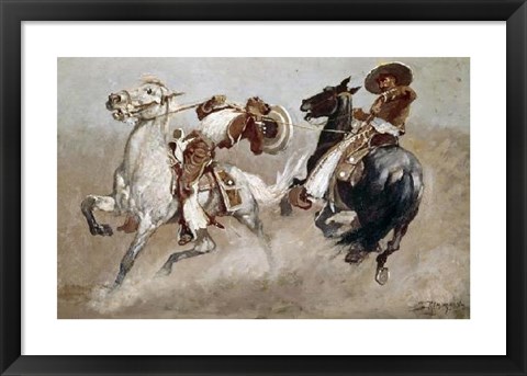 Framed Cowboy Fun In Old Mexico Print