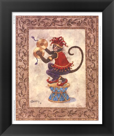 Framed Monkey With Cymbals Print