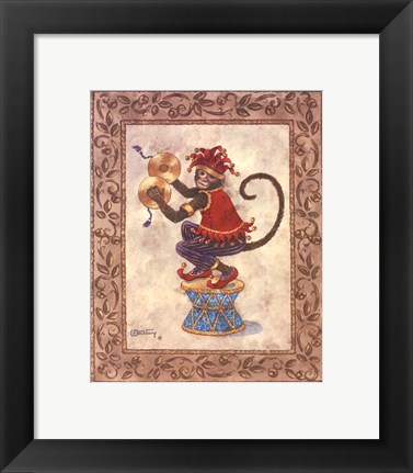 Framed Monkey With Cymbals Print