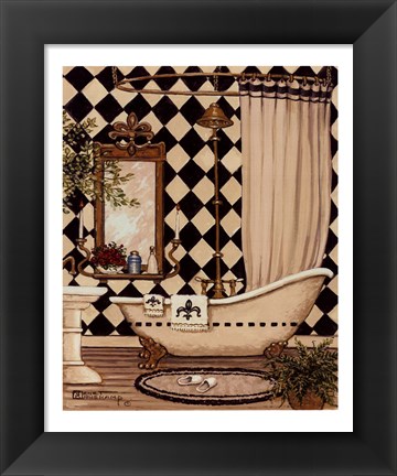 Framed Elegant Bath I Print