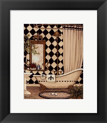 Framed Elegant Bath I Print