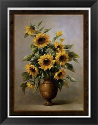 Framed Sunflowers In Bronze I Print