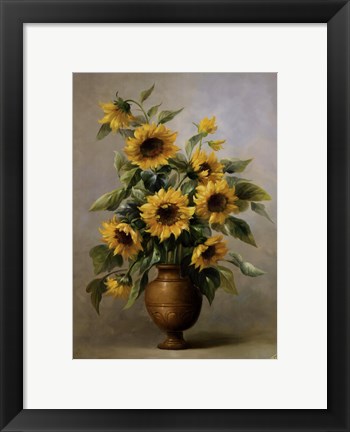 Framed Sunflowers In Bronze I Print