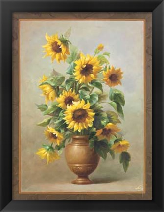 Framed Sunflowers In Bronze II Print