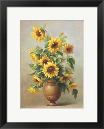 Framed Sunflowers In Bronze II Print