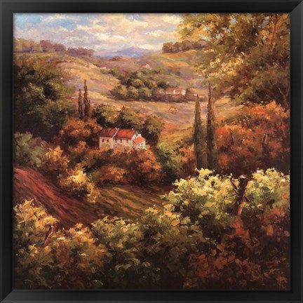 Framed Mediterranean Valley Farm Print