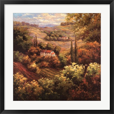 Framed Mediterranean Valley Farm Print