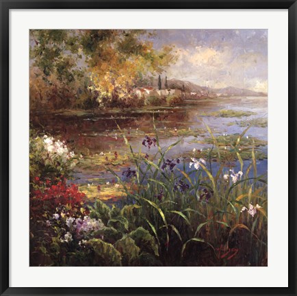 Framed Village Pond Print