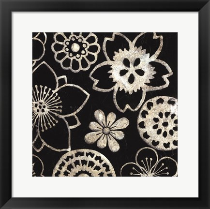 Framed Silver Floral Cascade IV Print