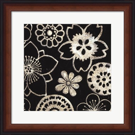 Framed Silver Floral Cascade IV Print