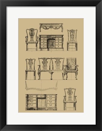 Framed English Chippendale Furniture Print