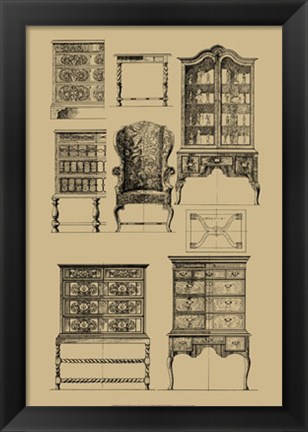 Framed English Baroque Furniture Print