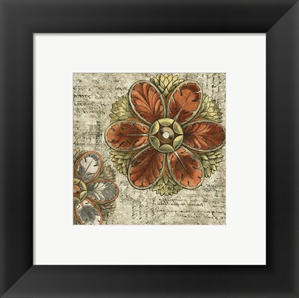 Framed Vintage Rosette I Print