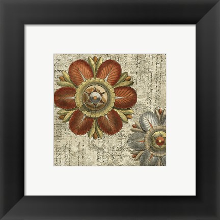 Framed Vintage Rosette II Print