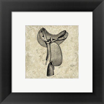 Framed Antique Saddle I Print