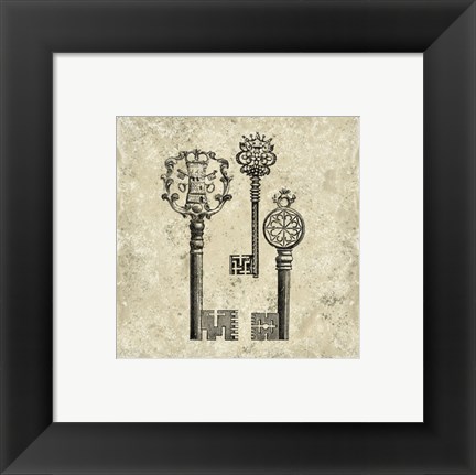 Framed Antique Keys I Print