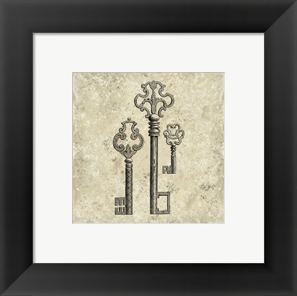 Framed Antique Keys II Print