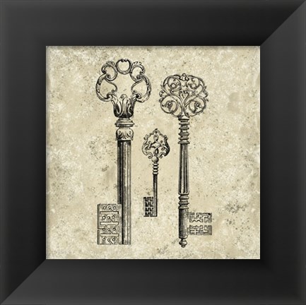 Framed Antique Keys III Print