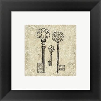 Framed Antique Keys III Print