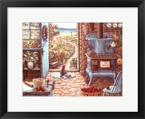 Framed Blue Stove Print