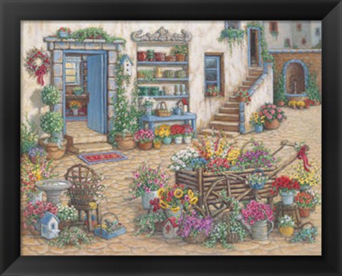 Framed Courtyard Flower Shoppe Print